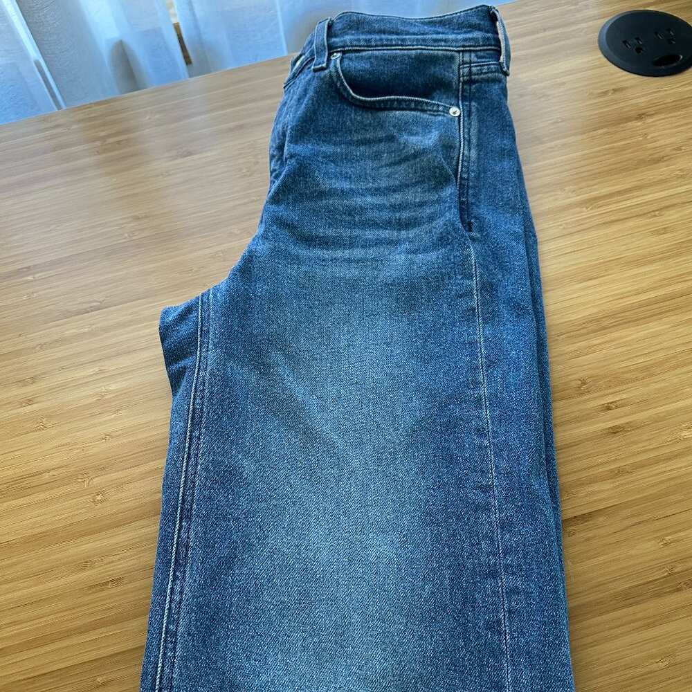 AYR Wide Leg Flare Jeans in Blue Denim - Picture 4 of 12